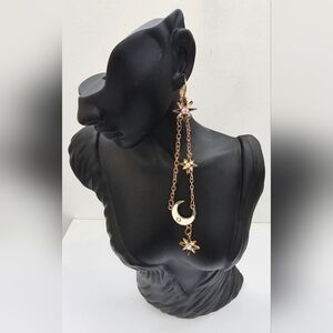 Gold celestial Star and Moon Dangle Earrings